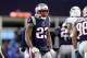FOXBOROUGH, MA - JANUARY 13: Patrick Chung #23 of the New England Patriots reacts during the second quarter in the AFC Divisional Playoff game against the Tennessee Titans at Gillette Stadium on January 13, 2018 in Foxborough, Massachusetts. (Photo by Elsa/Getty Images)