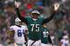 PHILADELPHIA, PA - DECEMBER 31: Defensive end Vinny Curry #75 of the Philadelphia Eagles celebrates a holding penalty called against the Dallas Cowboys during the second quarter of the game at Lincoln Financial Field on December 31, 2017 in Philadelphia, Pennsylvania. (Photo by Mitchell Leff/Getty Images)