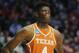 NASHVILLE, TN - MARCH 16: Mohamed Bamba #4 of the Texas Longhorns looks on against the Nevada Wolf Pack during the game in the first round of the 2018 NCAA Men's Basketball Tournament at Bridgestone Arena on March 16, 2018 in Nashville, Tennessee. (Photo by Frederick Breedon/Getty Images)