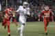 Oakland Raiders wide receiver Amari Cooper (89) runs past Kansas City Chiefs cornerback Eric Murray (21) and defensive back Ron Parker (38) to score a touchdown during the first half of an NFL football game in Oakland, Calif., Thursday, Oct. 19, 2017. (AP Photo/Marcio Jose Sanchez)