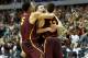 DALLAS, TX - MARCH 17: Clayton Custer #13 of the Loyola Ramblers is mobbed by teammates after hitting the game-winning shot to beat the Tennessee Volunteers 63-62 in the second round of the 2018 NCAA Tournament at the American Airlines Center on March 17, 2018 in Dallas, Texas. (Photo by Ronald Martinez/Getty Images)