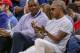 HOUSTON, TEXAS - APRIL 10: Former Houston Rockets' Hakeem Olajuwon, and Steve Francis talk during the Los Angeles Lakers and Houston Rockets game at Toyota Center on April 10, 2016 in Houston, Texas. (Photo by Bob Levey/Getty Images)