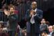 CLEVELAND, OH - MARCH 19: Interim head coach Larry Drew of the Cleveland Cavaliers celebrates his team during the first half against the Milwaukee Bucks at Quicken Loans Arena on March 19, 2018 in Cleveland, Ohio. NOTE TO USER: User expressly acknowledges and agrees that, by downloading and or using this photograph, User is consenting to the terms and conditions of the Getty Images License Agreement. (Photo by Jason Miller/Getty Images)
