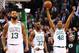 BOSTON, MA - MARCH 20: Marcus Morris #13, Semi Ojeleye and Al Horford #42 of the Boston Celtics celebrate after a victory over the Oklahoma City Thunder at TD Garden on March 20, 2018 in Boston, Massachusetts. NOTE TO USER: User expressly acknowledges and agrees that, by downloading and or using this photograph, User is consenting to the terms and conditions of the Getty Images License Agreement. (Photo by Adam Glanzman/Getty Images)