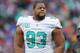 BUFFALO, NY - DECEMBER 17: Ndamukong Suh #93 of the Miami Dolphins looks on during their NFL game against the Buffalo Bills at New Era Field on December 17, 2017 in Buffalo, New York. (Photo by Tom Szczerbowski/Getty Images)