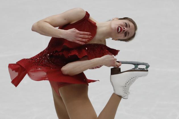 Italy's Carolina Kostner performs during women's short program at the Figure Skating World Championships in Assago, near Milan, Wednesday, March 21, 2018. (AP Photo/Antonio Calanni)