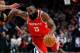 PORTLAND, OR - MARCH 20: James Harden #13 of the Houston Rockets drives against the Portland Trail Blazers at Moda Center on March 20, 2018 in Portland, Oregon. NOTE TO USER: User expressly acknowledges and agrees that, by downloading and or using this photograph, User is consenting to the terms and conditions of the Getty Images License Agreement. (Photo by Jonathan Ferrey/Getty Images)