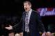 New York Knicks head coach Jeff Hornacek reacts during the second half of an NBA basketball game against the Philadelphia 76ers, Thursday, March 15, 2018, in New York. The 76ers won 118-110. (AP Photo/Frank Franklin II)
