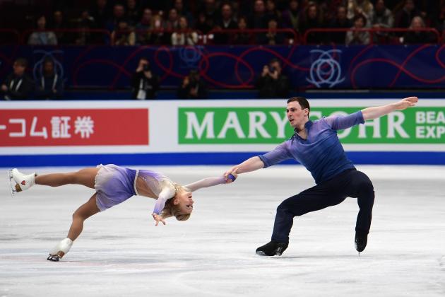Germany's Aljona Savchenko and Bruno Massot perform on March 22, 2018 during the Pairs Free figure skating at the Milano World League Figure Championship 2018. / AFP PHOTO / MIGUEL MEDINA        (Photo credit should read MIGUEL MEDINA/AFP/Getty Images)