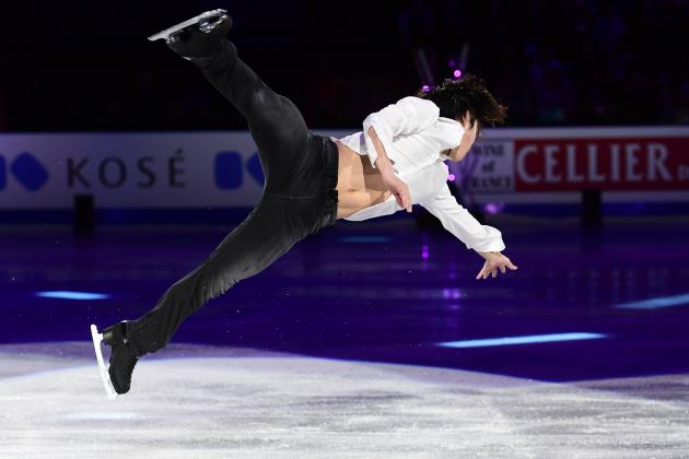 Shoma Uno from Japan performs a routine during an Exhibition Gala at The World Figure Skating Championships 2018 in Milan on March 25, 2018.
 / AFP PHOTO / MIGUEL MEDINA        (Photo credit should read MIGUEL MEDINA/AFP/Getty Images)