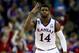 OMAHA, NE - MARCH 25: Malik Newman #14 of the Kansas Jayhawks celebrates against the Duke Blue Devils during overtime in the 2018 NCAA Men's Basketball Tournament Midwest Regional at CenturyLink Center on March 25, 2018 in Omaha, Nebraska. The Kansas Jayhawks defeated the Duke Blue Devils 85-81. (Photo by Jamie Squire/Getty Images)