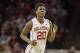 NORMAN, OK - FEBRUARY 17: Kameron McGusty #20 of the Oklahoma Sooners runs down court against the Texas Longhorns at Lloyd Noble Center on February 24, 2018 in Norman, Oklahoma. The Longhorns defeated the Sooners 77-66. (Photo by Brett Deering/Getty Images)