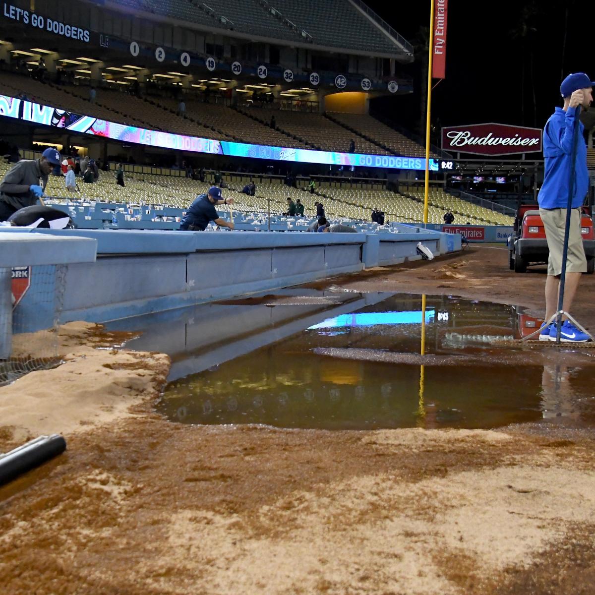 Dodger Stadium Broken Pipe Floods Field with Sewage During Game News