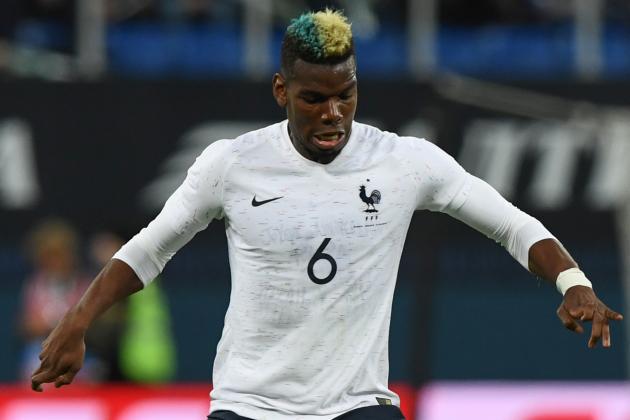 France's midfielder Paul Pogba controls the ball during an international friendly football match between Russia and France at the Saint Petersburg Stadium in Saint Petersburg on March 27, 2018. / AFP PHOTO / Kirill KUDRYAVTSEV        (Photo credit should read KIRILL KUDRYAVTSEV/AFP/Getty Images)