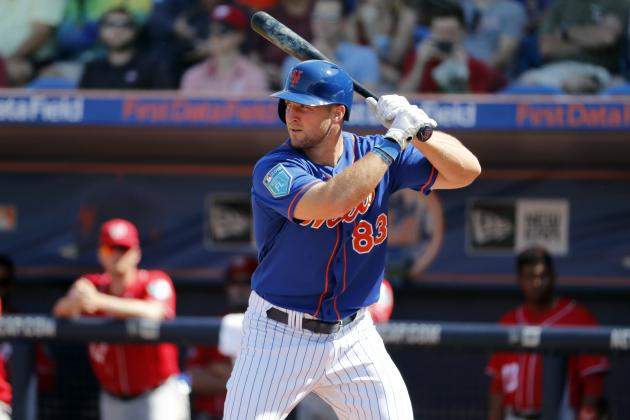 New York Mets' Tim Tebow bats during the second inning of an exhibition spring training baseball game against the Washington Nationals Friday, March 2, 2018, in Port St. Lucie, Fla. (AP Photo/Jeff Roberson)