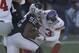 Oakland Raiders defensive end Khalil Mack (52) sacks and forces a fumble from New York Giants quarterback Geno Smith during the first half of an NFL football game in Oakland, Calif., Sunday, Dec. 3, 2017. Mack recovered the fumble. (AP Photo/Ben Margot)