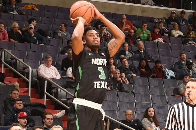 WASHINGTON, DC - DECEMBER 20: Roosevelt Smart #3 of the North Texas Mean Green takes a jump shot during a college basketball game against the Georgetown Hoyas at the Capitol One Arena on December 20, 2017 in Washington, DC. The Hoyas won 75-63. (Photo by Mitchell Layton/Getty Images)