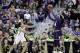 Notre Dame's Arike Ogunbowale, right, hits the game-winning shot as Connecticut's Napheesa Collier, left, watches during overtime in the semifinals of the women's NCAA Final Four college basketball tournament, Friday, March 30, 2018, in Columbus, Ohio. Notre Dame won 91-89. (AP Photo/Ron Schwane)