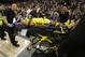 Golden State Warriors guard Patrick McCaw is taken off the court on a stretcher after falling hard to the floor late in the third quarter following a Flagrant 1 foul by Sacramento Kings's Vince Carter in an NBA basketball game Saturday, March 31, 2018, in Sacramento, Calif. The Warriors won 112-96. (AP Photo/Rich Pedroncelli)