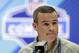 FILE - In this Feb. 28, 2018, file photo, Buffalo Bills general manager Brandon Beane speaks during a press conference at the NFL football scouting combine in Indianapolis. Beane refuses to paint himself into a corner in making any public commitment to selecting a quarterback in the first round of the draft. He says it's premature to determine what position the Bills will target with either of their two first-round picks, because his attention was focused on reshaping the roster through a series of trades and free-agent signings over the past few weeks. (AP Photo/Darron Cummings, File)