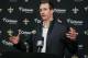 New Orleans Saints quarterback Drew Brees takes part in a news conference following an NFL divisional football playoff game in Minneapolis, Sunday, Jan. 14, 2018. The Vikings defeated the Saints 29-24. (AP Photo/Charlie Neibergall)