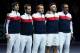 LILLE, FRANCE - NOVEMBER 26: Team France with Pierre-Hughes Herbert, Richard Gasquet, Lucas Pouille, Jo-Wilfried Tsonga, captain of France Yannick Noah during the teams presentation on day 3 of the Davis Cup World Group final between France and Belgium at Stade Pierre Mauroy on November 26, 2017 in Lille, France. (Photo by Jean Catuffe/Getty Images)