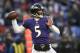 Baltimore Ravens quarterback Joe Flacco (5) passes the ball during the first half of an NFL football game against the Cincinnati Bengals in Baltimore, Sunday, Dec 31, 2017. (AP Photo/Gail Burton)