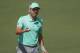Sergio Garcia, of Spain, reacts after making a putt on the second hole during the first round at the Masters golf tournament Thursday, April 5, 2018, in Augusta, Ga. (AP Photo/David Goldman)
