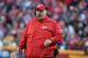 Kansas City Chiefs head coach Andy Reid follows the first half of an NFL football game against the Oakland Raiders in Kansas City, Mo., Sunday, Dec. 10, 2017. (AP Photo/Ed Zurga)