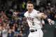 Houston Astros' Alex Bregman celebrates his walkoff single during the tenth inning of a baseball game against the San Diego Padres, Saturday, April 7, 2018, in Houston. (AP Photo/Eric Christian Smith)