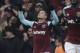West Hams's Javier Hernandez celebrates after scoring goal during the English Premier League soccer match between Chelsea and West Ham United at Stamford Bridge stadium in London, Sunday, April 8, 2018. (AP Photo/Matt Dunham)