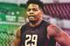 UTSA defensive lineman Marcus Davenport is seen at the 2018 NFL Scouting Combine on Sunday, March 4, 2018, in Indianapolis. (AP Photo/Gregory Payan)