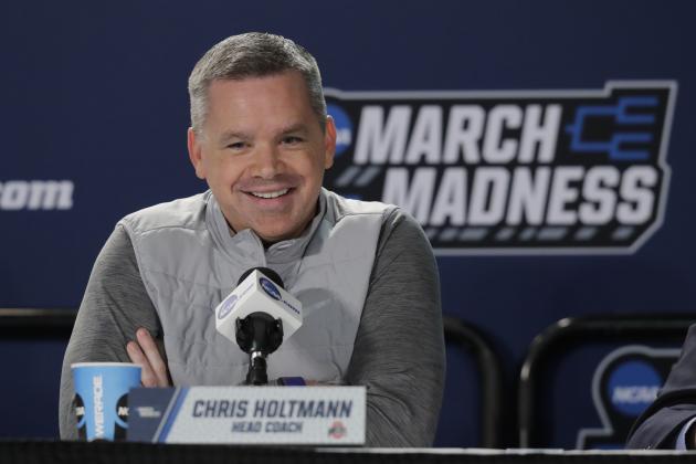 Ohio State head coach Chris Holtmann talks to reporters during news conference at the NCAA men's college basketball tournament Friday, March 16, 2018, in Boise, Idaho. Ohio State faces Gonzaga in a second-round game on Saturday. (AP Photo/Ted S. Warren)