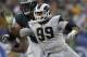 Los Angeles Rams defensive end Aaron Donald, right, gets past Philadelphia Eagles offensive tackle Lane Johnson during an NFL football game, Sunday, Dec. 10, 2017, in Los Angeles. (AP Photo/Mark J. Terrill)