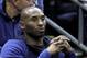 Former Los Angeles Lakers' Kobe Bryant watches from the stands during the first half in the semifinals of the women's NCAA Final Four college basketball tournament game between Connecticut and Notre Dame, Friday, March 30, 2018, in Columbus, Ohio. (AP Photo/Ron Schwane)