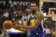 Golden State Warriors forward Kevin Durant (35) in the second half during an NBA basketball game against the Phoenix Suns, Sunday, April 8, 2018, in Phoenix. The Warriors defeated the Suns 117-100. (AP Photo/Rick Scuteri)
