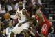 HOUSTON, TX - NOVEMBER 09: LeBron James #23 of the Cleveland Cavaliers controls the ball against James Harden #13 of the Houston Rockets in the first half at Toyota Center on November 09, 2017 in Houston, Texas. NOTE TO USER: User expressly acknowledges and agrees that, by downloading and or using this photograph, User is consenting to the terms and conditions of the Getty Images License Agreement. (Photo by Tim Warner/Getty Images)