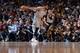 DENVER, CO - APRIL 5: Karl-Anthony Towns #32 of the Minnesota Timberwolves handles the ball against the Denver Nuggets on April 5, 2018 at the Pepsi Center in Denver, Colorado. NOTE TO USER: User expressly acknowledges and agrees that, by downloading and/or using this Photograph, user is consenting to the terms and conditions of the Getty Images License Agreement. Mandatory Copyright Notice: Copyright 2018 NBAE (Photo by Bart Young/NBAE via Getty Images)