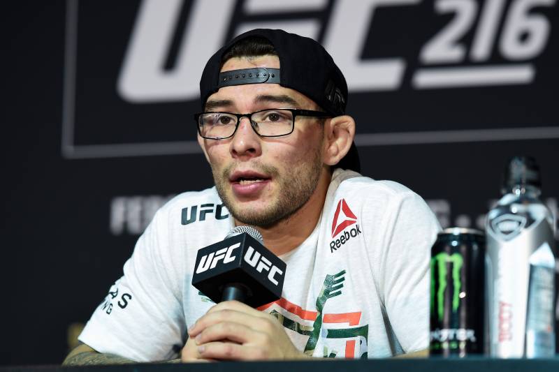 LAS VEGAS, NV - OCTOBER 07: Ray Borg speaks to the media after the UFC 216 event inside TMobile Arena on October 7, 2017 in Las Vegas, Nevada. (Photo by Brandon Magnus/Zuffa LLC/Zuffa LLC via Getty Images)