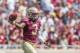 Florida State defensive back Derwin James celebrates an interception with was ruled down in the second half of an NCAA college football game against North Carolina State in Tallahassee, Fla., Saturday, Sept. 23, 2017. NC State defeated Florida State 27-21. (AP Photo/Mark Wallheiser)