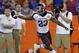 Texas A&M defensive back Armani Watts celebrates after intercepting a Florida pass during the first half of an NCAA college football game, Saturday, Oct. 14, 2017, in Gainesville, Fla. (AP Photo/John Raoux)