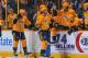 NASHVILLE, TN - APRIL 07: Scott Hartnell #17 of the Nashville Predators congratulates teammate Filip Forsberg #9 on a hat trick during the third period of a 4-2 victory against the Columbus Blue Jackets at Bridgestone Arena on April 7, 2018 in Nashville, Tennessee. (Photo by Frederick Breedon/Getty Images)