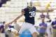BATON ROUGE, LA - OCTOBER 14: Daniel Carson #38 of the Auburn Tigers warming up before a game against the LSU Tigers at Tiger Stadium on October 14, 2017 in Baton Rouge, Louisiana. LSU defeated the Auburn 27-23. (Photo by Wesley Hitt/Getty Images)