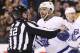 BOSTON, MA - APRIL 12: Nazem Kadri #43 of the Toronto Maple Leafs reacts after being called for boarding during the third period of Game One of the Eastern Conference First Round against the Boston Bruins during the 2018 NHL Stanley Cup Playoffs at TD Garden on April 12, 2018 in Boston, Massachusetts. The Bruins defeat the Leafs 5-1. (Photo by Maddie Meyer/Getty Images)