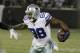 FILE - In this Dec. 17, 2017, file photo, Dallas Cowboys wide receiver Dez Bryant (88) runs against the Oakland Raiders during the second half of an NFL football game in Oakland, Calif. Bryant opened up in his first lengthy session with reporters in weeks, taking responsibility for a subpar season by saying he let frustrations affect him during games. But he also said some of those frustrations were rooted in the offensive scheme, which he said he would probably address with owner Jerry Jones and coaches in the offseason. (AP Photo/Eric Risberg, File)