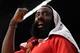 Houston Rockets guard James Harden gestures to a fan who was heckling him during the second half of the team's NBA basketball game against the Los Angeles Lakers on Tuesday, April 10, 2018, in Los Angeles. The Rockets won 105-99. (AP Photo/Mark J. Terrill)