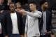 San Antonio Spurs guarded Danny Green, centered at the bench with injured teammates Kawhi Leonard, left and Rudy Gay, right, during the second half of an NBA basketball game against Indiana Pacers, Sunday, January 21, 2018, in San Antonio. Indiana won 94-86. (AP Photo / Eric Gay)