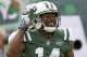 NEW YORK, NY - OCTOBER 15: Jeremy Kerley #14 of the New York Jets celebrates in an NFL football game against the New England Patriots on October 15, 2017 at MetLife Stadium in East Rutherford, New Jersey. Patriots won 24-17. (Photo by Paul Bereswill/Getty Images)