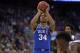 OMAHA, NE - MARCH 25: Wendell Carter, Jr. #34 of the Duke Blue Devils concentrates at the free throw line against the Kansas Jayhawks during the 2018 NCAA Men's Basketball Tournament Midwest Regional Final at CenturyLink Center on March 25, 2018 in Omaha, Nebraska. (Photo by Lance King/Getty Images)