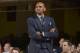 WHITE PLAINS, NY - APRIL 2: Head Coach Jerry Stackhouse of the Raptors 905 looks on against the Westchester Knicks during the Eastern Conference Semifinals of the NBA G-League Playoffs on April 2, 2018 at the Westchester County Center in White Plains, New York. NOTE TO USER: User expressly acknowledges and agrees that, by downloading and/or using this photograph, user is consenting to the terms and conditions of the Getty Images License Agreement. Mandatory Copyright Notice: Copyright 2018 NBAE (Photo by David Dow/NBAE via Getty Images)